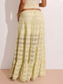 SHEIN BAE Women's Yellow Textured Skirt, Textured Skirt, Suitable For Vacation, Leisure And Holiday Occasions - Yellow - View 2