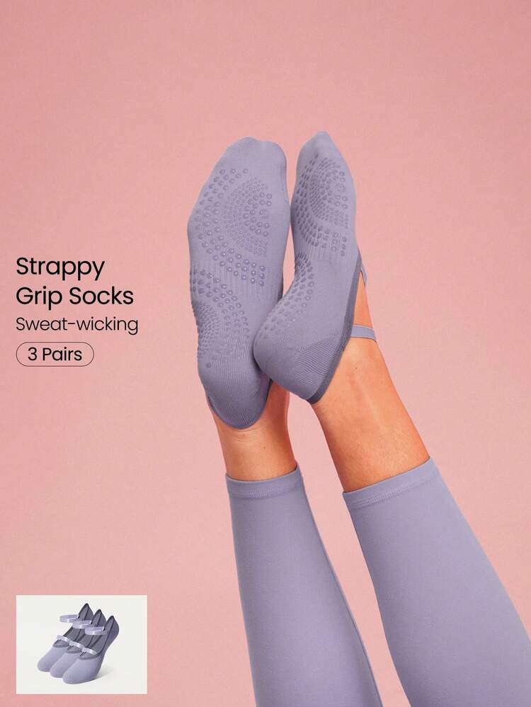 GLOWMODE 3 Pairs Yoga Pilates & Pilates Non-Slip Grip Socks With Seamless Toe Construction Yoga Pilates Daily