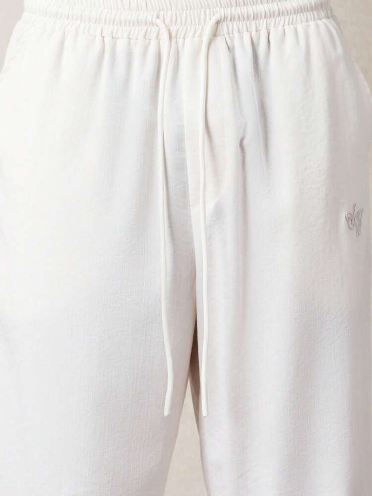 Straight Linen Feel Look Pull On Pants