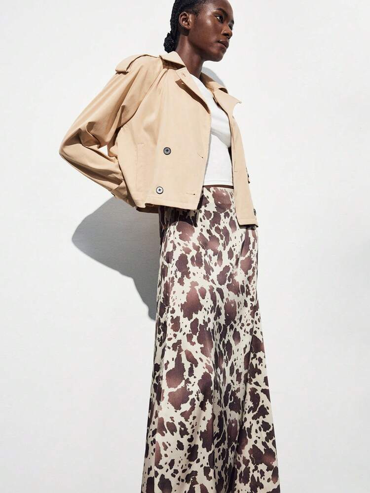 SHEIN Maija Outfit Deas For Skirt,Women's Elegant Fashionable Full-Print Skirt Animal Print Resort Wear Cow Print Maxi Skirt Long Skirt Printed Maxi Skirt,Vacation Outfits Women,Summer Holiday Outfits