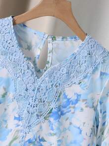 Đầm dự tiệc in hoa thanh lịch dành cho bé gái tuổi teen - Màu xanh lam - Xem 4