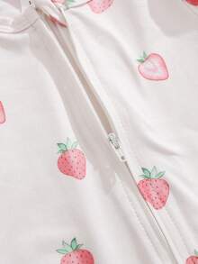 SHEIN Bộ 2 món/Bộ đồ liền thân dài tay in họa tiết dâu tây ấm áp cho trẻ sơ sinh/trẻ nhỏ, quần áo mềm mại và thoải mái, tuyệt vời để làm quà tặng, vật dụng thiết yếu cho mọi em bé, phù hợp với mọi mùa và mặc ngoài trời Thu Đông - Nhiều màu - Xem 6