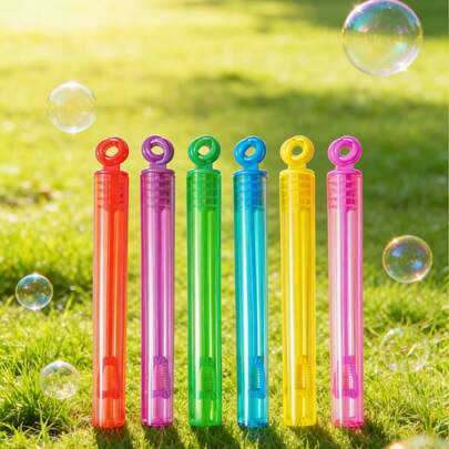 POKOJA LAND Bộ 6/12/24/48 que thổi bong bóng màu hồng (không bao gồm dung dịch thổi bong bóng và ống rỗng), quà tặng đám cưới, quà tặng ngày lễ tình nhân, quà tặng Lễ Tạ ơn và các ngày lễ khác, thích hợp cho các bữa tiệc, đám cưới, hoạt động trong nhà/ngoài trời, tiệc bong bóng từ mùa xuân đến mùa hè.