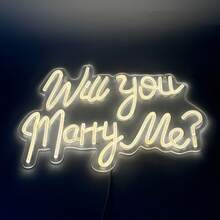 One 40*26.8cm "Will You Marry Me?" Neon Proposal Stick: Silicone Tube + Acrylic Board, USB Powered (Data Cable Included) | Warm White Handwritten Text, Romantic Atmosphere; Suitable For Proposals/Engagements/Confession Ceremonies, Wall-Mounted/Hanging Set. - White - View 11