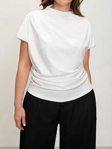 Comfylo 加大码褶皱修身T恤 嘉年华奢华白色情人节 - 白色 - 查看 4