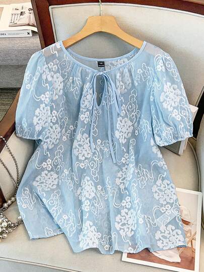 GlowEve CURVE Áo kiểu nữ cỡ lớn thêu họa tiết, phong cách lãng mạn và thời trang, thích hợp mặc hàng ngày, đi làm và đi nghỉ mát, mùa xuân/hè.