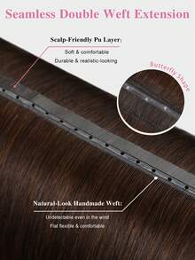 Double Invisible Glueless Remy Butterfly Weft Hair With Micro Beads Double PU Weft Hair Extensions Seamless Invisible Beaded Weft Extensions - S2 - View 8