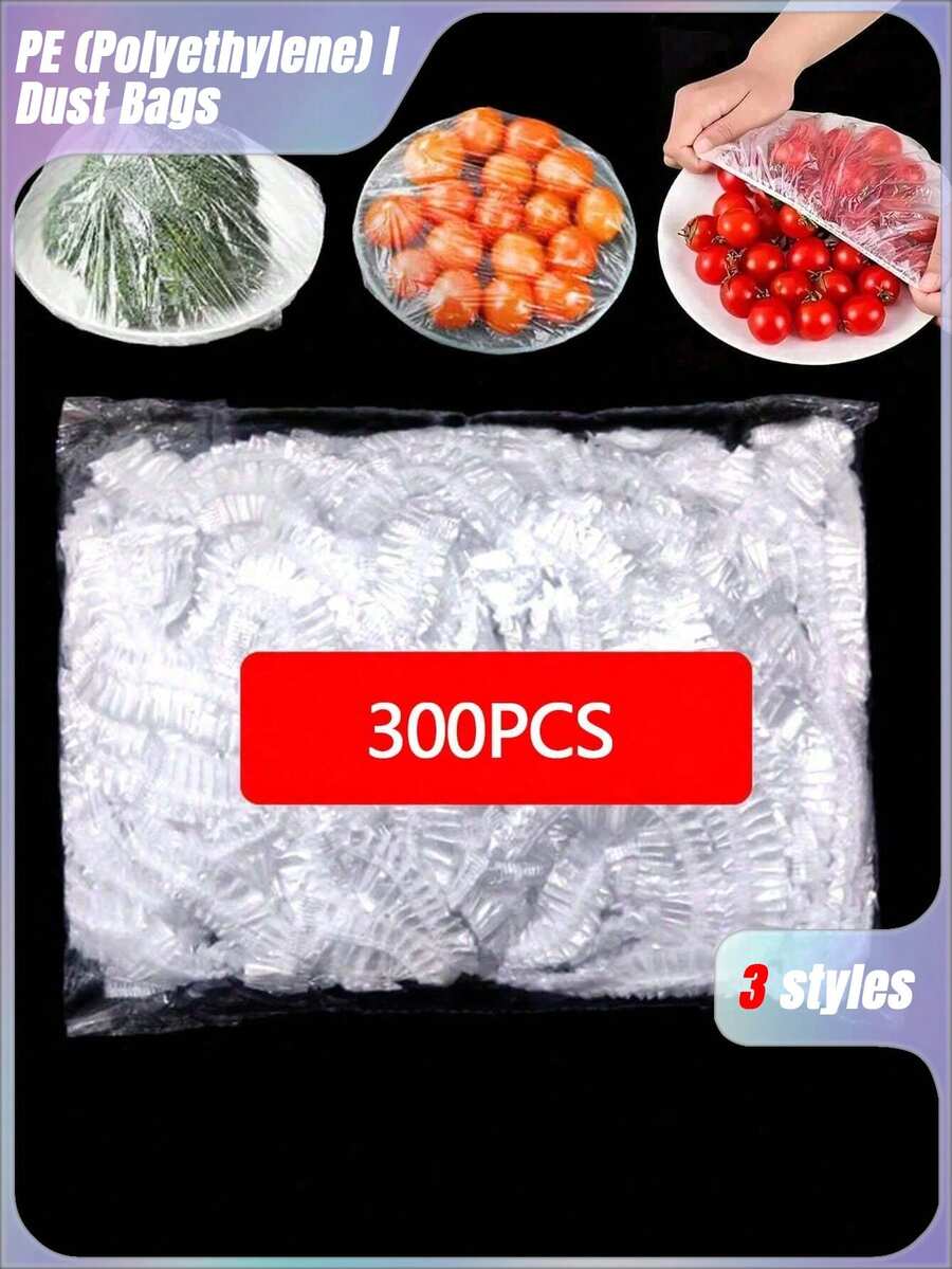 280-300PCS/90-100PCS/55-60PCS Tear-Free Transparent Plastic Cover, PE Film Plastic Bag, Plastic Wrap Cover For Bowl Cover Leftovers Cover, Kitchen Essentials To Keep Your Food Fresh And - Multicolor - View 1