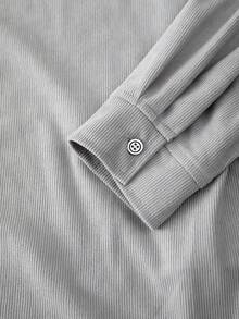 2 件青少年春季球休闲绅士单排扣灰色长袖衬衫搭配松紧腰斜口袋休闲裤套装，Vacaura 男孩装 - 灰色 - 查看 8