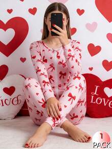 Mono de niña con estampado de corazones y lazos, con cremallera, manga larga y pantalón largo - Multicolor - Ver 5