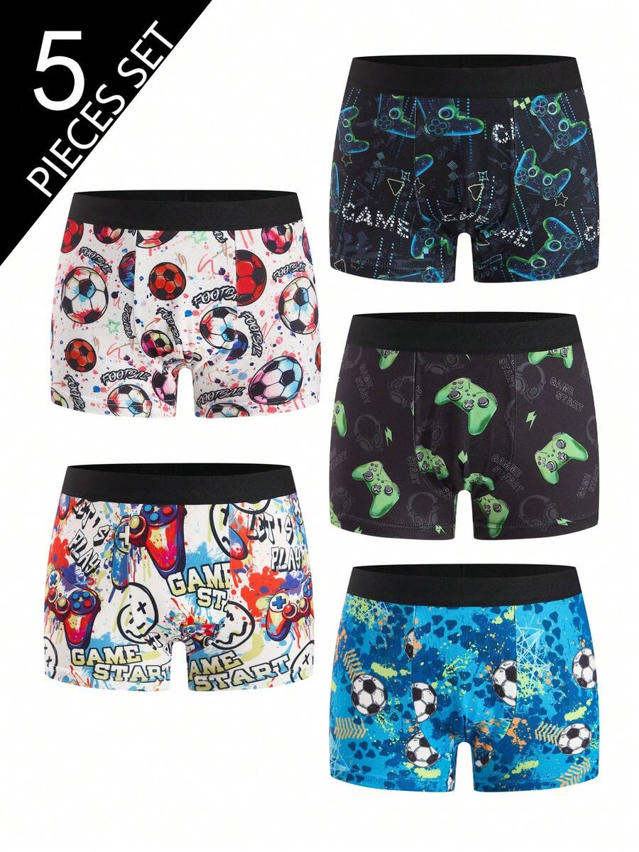 SHEIN 男童全印花舒适平角内裤 - 彩色 - 查看 1