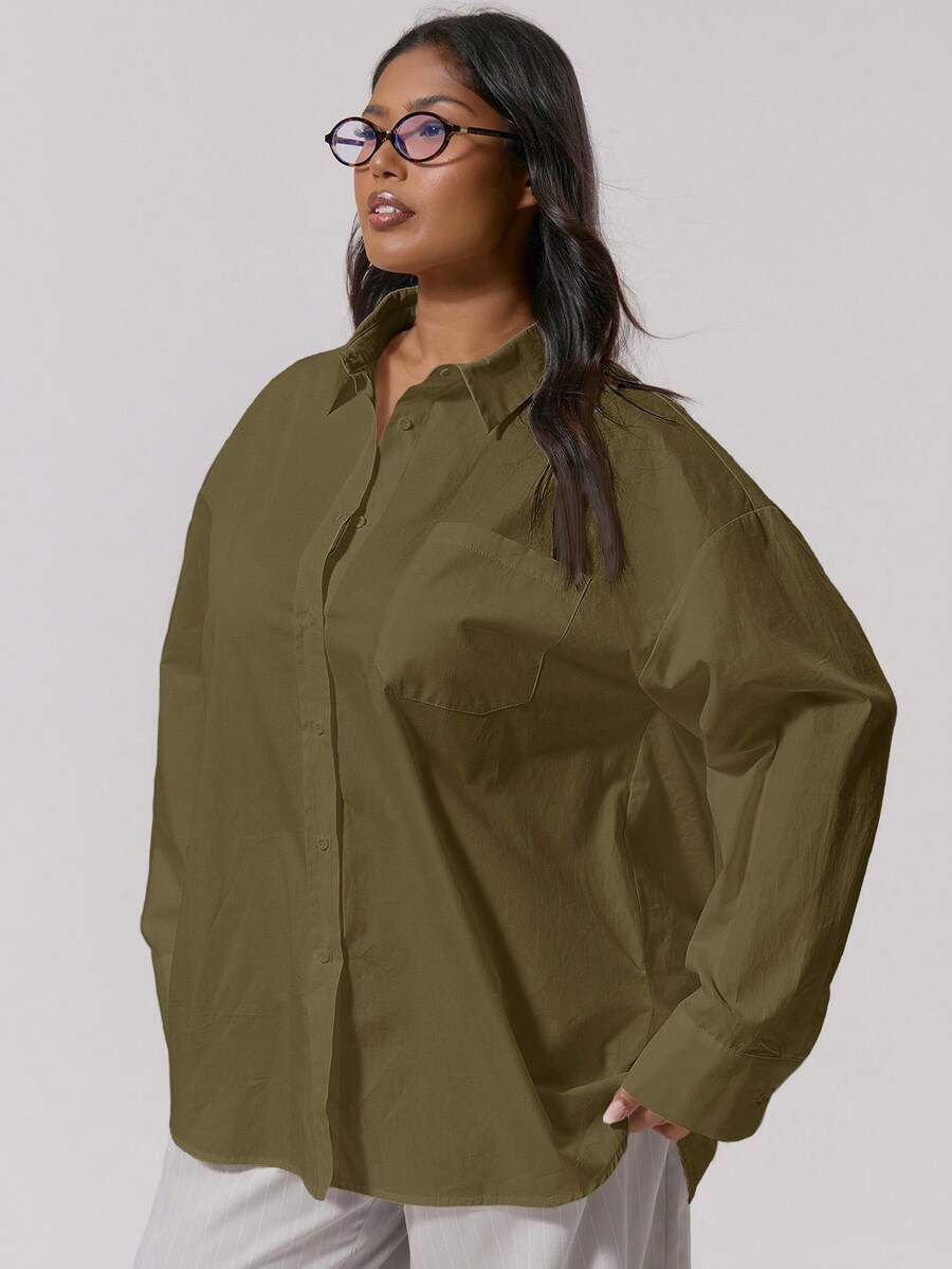 MUSERA Blusas de talla grande para primavera y verano, Pascua - Verde Oliva - Ver 1