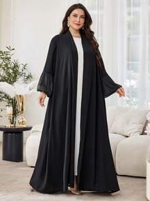 Al Najma 大码女士时尚优雅修身阿拉伯长袍 - 黑色 - 查看 5
