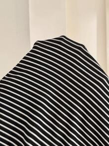 Maternity Casual Striped High Waist Leggings, Spring/Summer - Black and White - View 7