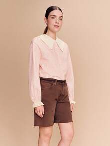 lacRébo 浅黄色碎花衬衫，饰有雏菊滚边和纹理面料 - 彩色 - 查看 5