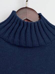 Franclia 2pcs/Set Women Solid Color Mock Neck Long Sleeve Top And Pants Casual Set Knitwear Setsweater Setsweater Setstwo Piece Sweater Setsweater Pants Set - Royal Blue - View 5