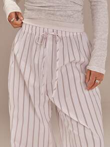 Athîral 女士条纹宽松休闲直筒裤，日常百搭 - 彩色 - 查看 5
