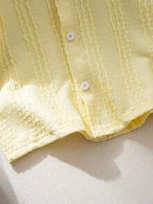 Souflis Souflis Boys' Casual Pleated Asymmetrical Fabric Short Sleeve Knit Shirt, Summer - Yellow - View 6