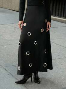 Maija 女士镂空黑色长袖连衣裙 - 黑色 - 查看 2