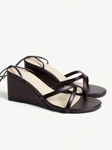 CUCCOO CHICEST Women's Casual Lace-Up Wedge Sandals For Daily Wear - Brown - View 10