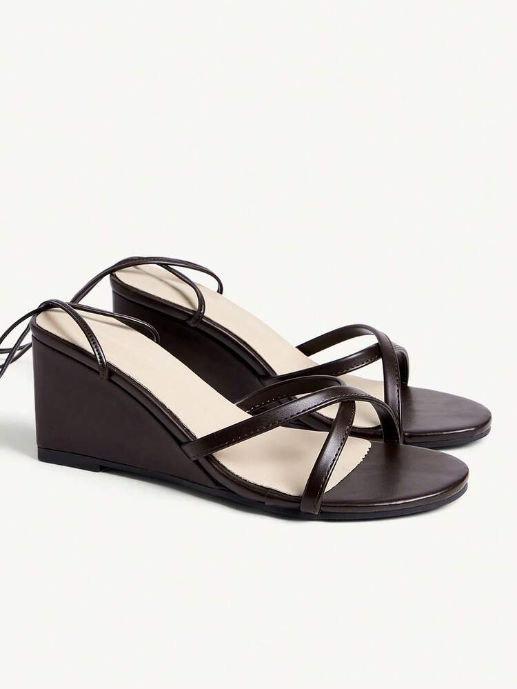 CUCCOO CHICEST Women's Casual Lace-Up Wedge Sandals For Daily Wear Elegant Shoes Wedding Shoes