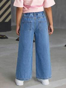 Quần jeans ống đứng màu xanh rách đa năng dành cho bé gái - Màu xanh lam - Xem 2