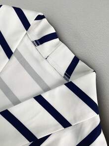 GlowEve Women's Elegant Casual Commuter V-Neck Sleeveless Striped Tie-Waist Slim Fit Blouse, Spring/Summer - Multicolor - View 3