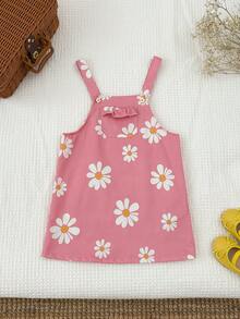 SHEIN 2 chiếc áo liền thân tay ngắn xếp bèo dễ thương in hoa cho bé gái/bé sơ sinh - Hồng - Xem 3