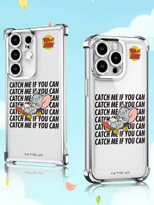 TOM & JERRY X SHEIN 1个“来抓我呀”四角防摔银色手机壳，兼容iPhone 17/17Pro/17Pro Max、16/16 Plus/16Pro/16Pro Max、15、14、13、12、11、X/XR/XS/XS Max/7/8/Plus系列，以及Galaxy S24/24 Ultra/23、22、20、Galaxy S24 FE/20、Galaxy A55/A54/A51/A13、14系列等。 - 銀色 - 查看 3