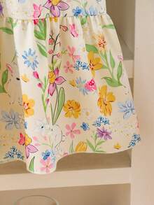 SHEIN Elladie kids 女童碎花印花翻领无袖A字连衣裙，优雅甜美风格，适合日常穿着和度假。 - 彩色 - 查看 6