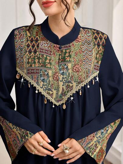 Al Najma Vestido modesto de estilo árabe de jacquard de moda para mujeres