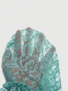 ROMWE Áo kiểu ren thanh lịch phong cách cổ điển Fairycore dành cho nữ - màu xanh lá - Xem 5