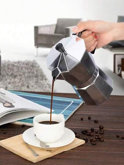1 pieza Cafetera Moka, Cafetera de aluminio con válvula única, para preparar taza de espresso, calentamiento directo, esencial para el descanso del café al aire libre
