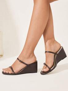 CUCCOO CHICEST Women's Buckle Design Casual Commuter Platform Sandals Elegant Shoes Wedding Shoes - Brown - View 2