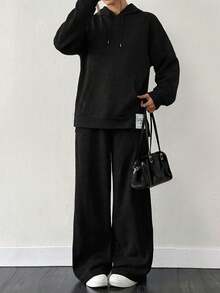 EURMUSE Light Grey Two Thread Sweatshirt And Sweatpant With Label Detail - Black - View 4