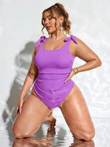 Swim Lushoire 2026新款优雅显瘦加大码连体泳衣，适合海滩度假，紫色连体泳衣，浪漫优雅加大码泳衣，加大码连体泳衣 - 紫色 - 查看 3