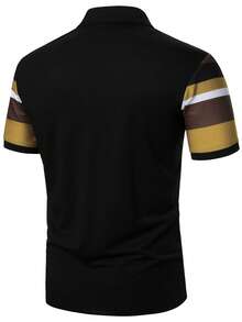 Manfinity Homme Men's Contrast Stripe Short Sleeve Polo Shirt - Multicolor - View 2