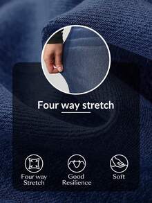 Flexra Petite Jeans de mezclilla casuales de unicolor para mujer - Azul lavado oscuro - Ver 5
