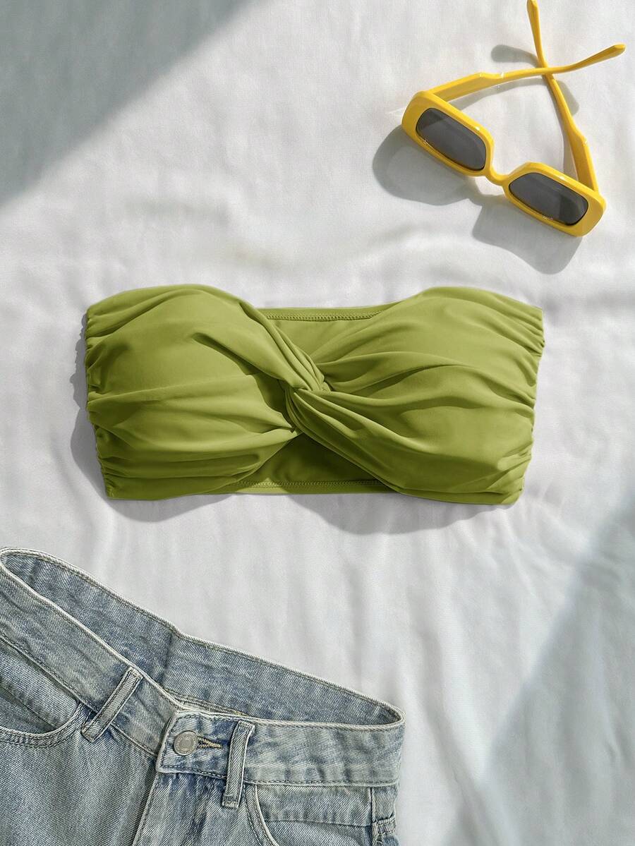Swim Basics Áo bơi nữ đơn sắc tối giản mặc hàng ngày - Màu xanh Ô liu - Xem 1