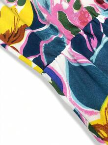 SHEIN LUNE 大码女式碎花V领短袖休闲连衣裙 - 彩色 - 查看 5