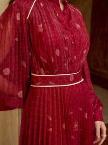 ZEYLAH Elegant Romantic Loose Flare Sleeve Dress With A-Line Pleated Hem, Spring/Summer - Multicolor - View 3