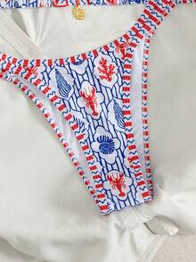 Swim Vcay 2pcs/Set New Random Print Adjustable Strap Sexy & Elegant Bikini Swimwear Set, Suitable For Beach, Pool Party, Summer Vacation - Multicolor - View 3