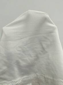 Coolane 女士夏季可爱日常穿搭基础款撞色蕾丝蝴蝶结修身蓝色背心 - 白色 - 查看 6