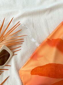 SHEIN Teen Girls' Summer Vacation Orange Floral Print Asymmetric Ruffle Hem Fitted Camisole - Orange - View 6