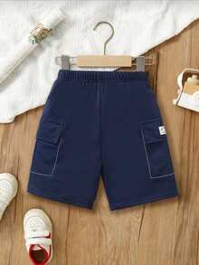 Sommarshorts med resår i midjan och fickor för små pojkar - Multifärgad - Visa 1