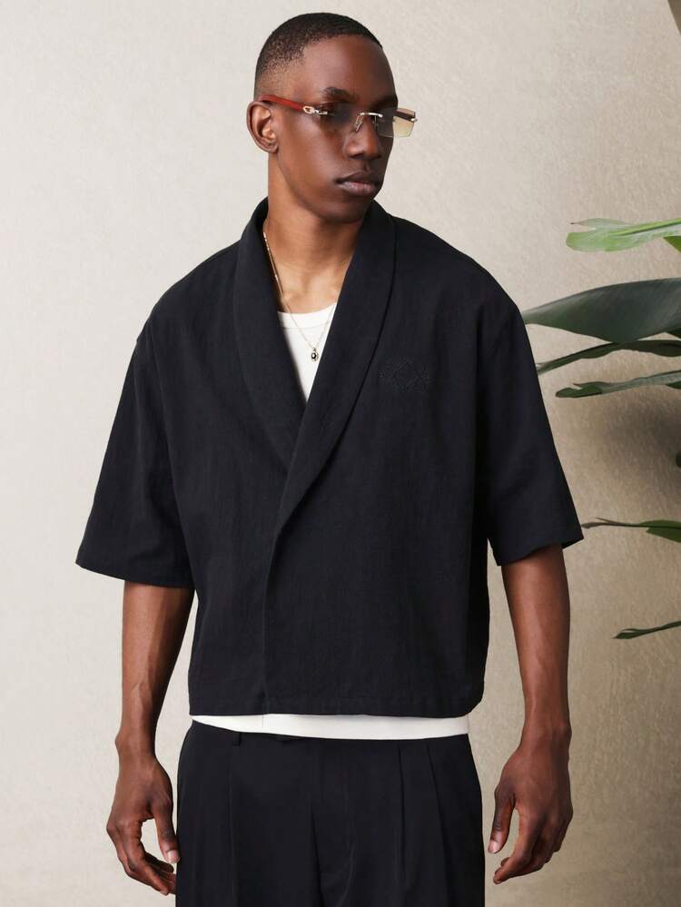 Oversized-Hemd mit Schalkragen und Knöpfen