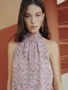 Nöista 露背长裙，裙摆处有荷叶边。 - 粉色 - 查看 9