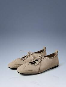 CUCCOO GRLICON 女士系带平底鞋。 - 杏色 - 查看 1