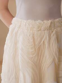 MOTF PREMIUM WOMEN'S ROMANTIC TEXTURED MESH JACQUARD SKIRT - Apricot - View 6