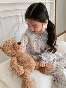 DAZY Girls Toddler Ditsy Floral Long Sleeve Top And Pants Pajama Set, Fall - Apricot - View 1